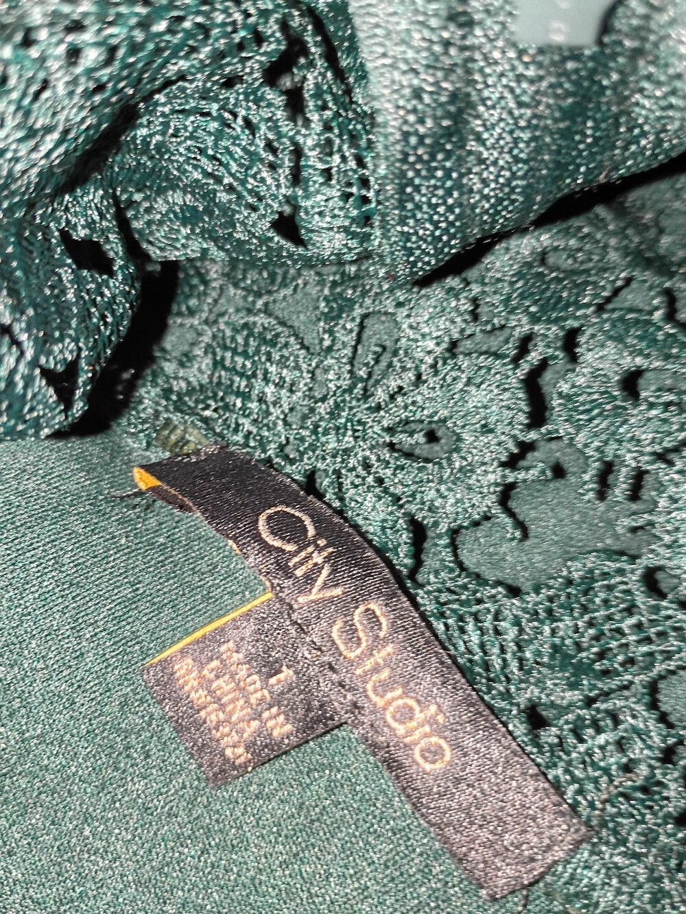 City Studio Deep Hunter Green Flared Sweetheart Lace Back Mini Dress Size 1 NWT - Picture 4 of 5